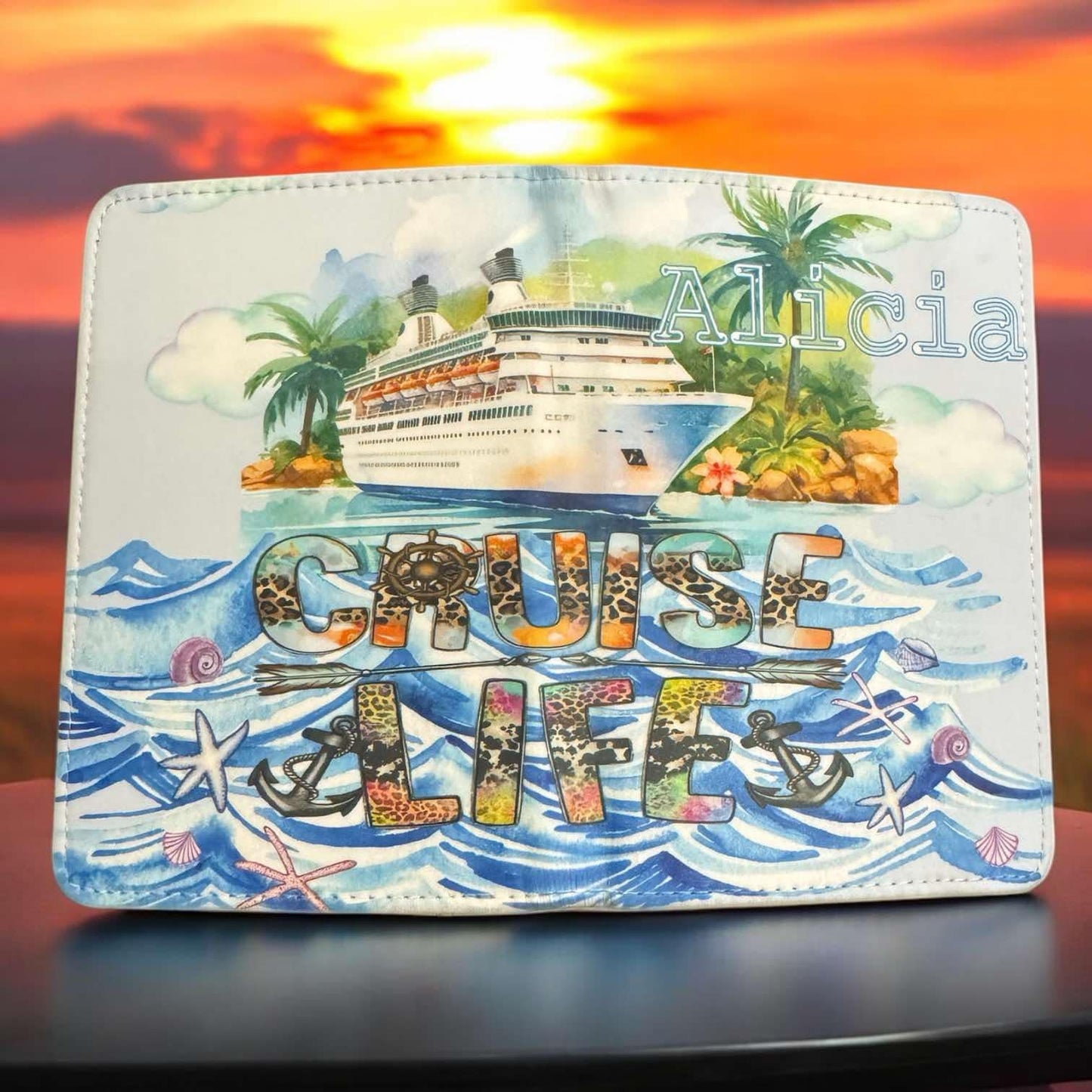 Cruise Life Personalized Leather Passport Holder