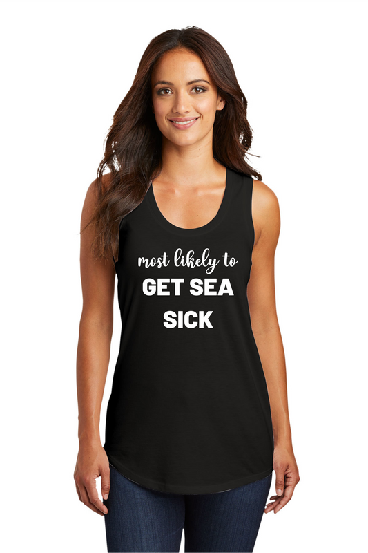 Most Likely to GET SEA SICK Women’s Triblend Racerback Tank