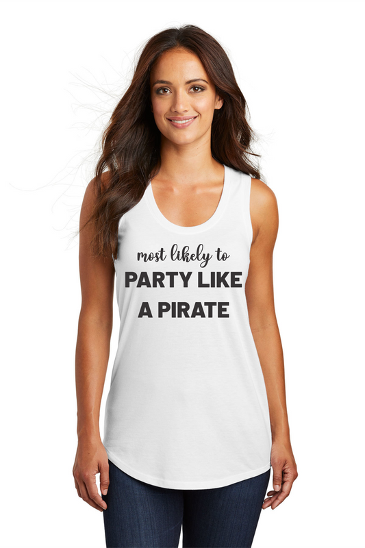 Most Likely to PARTY LIKE A PIRATE Women’s Triblend Racerback Tank