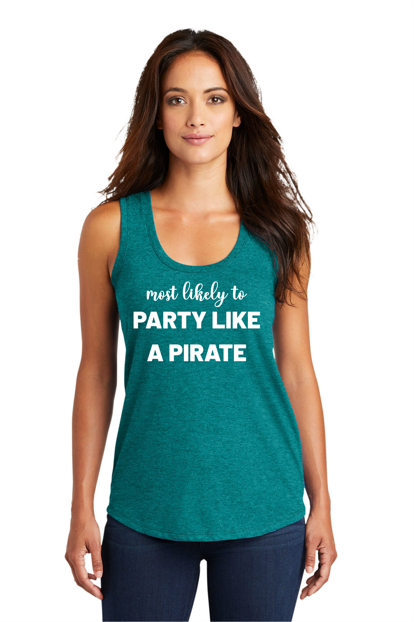 Most Likely to PARTY LIKE A PIRATE Women’s Triblend Racerback Tank