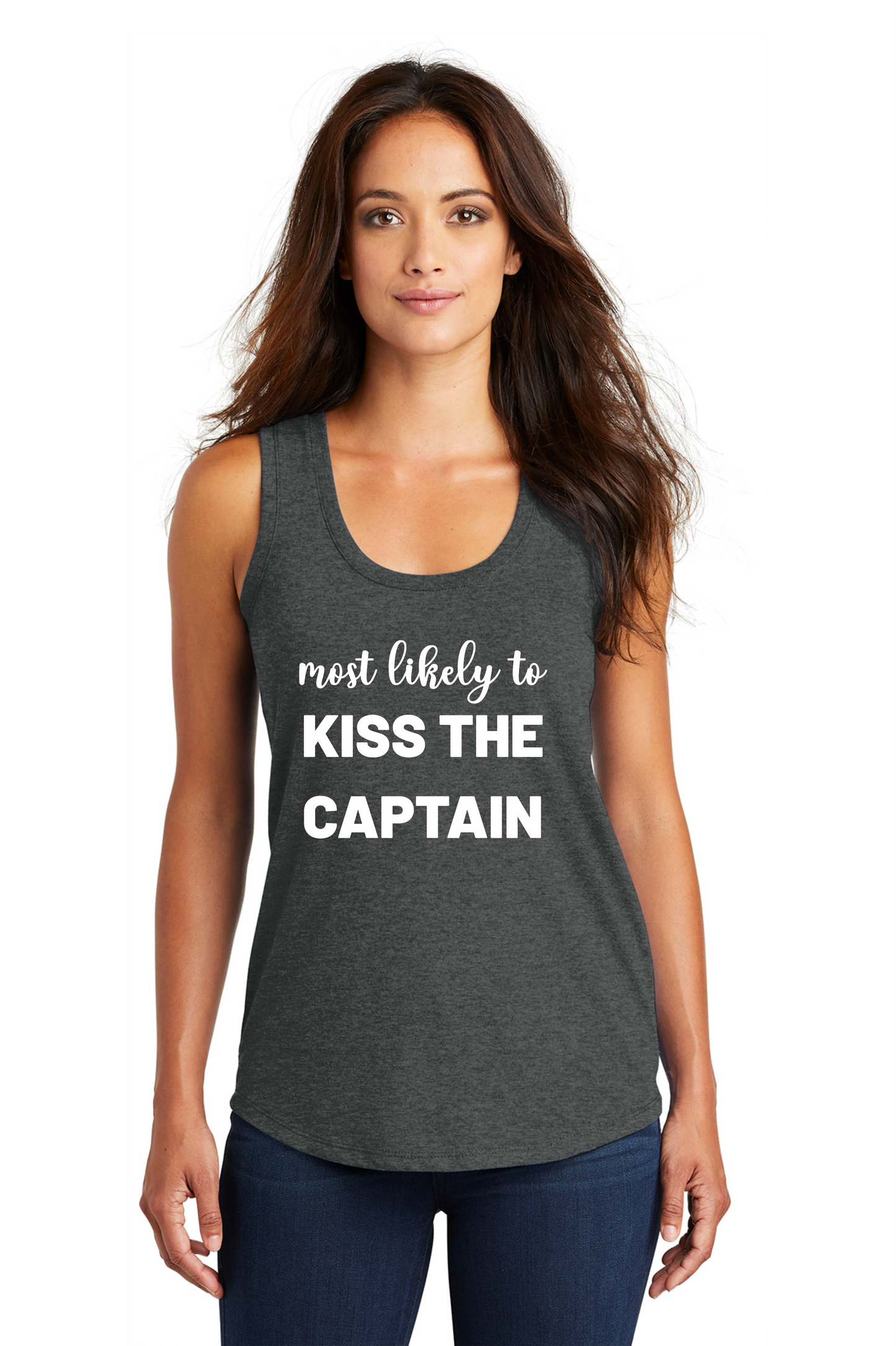 Most Likely to KISS THE CAPTAIN Women’s Triblend Racerback Tank